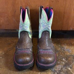 Ariat Fatbaby Distressed ostrich cowboy boots